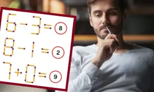 Mężczyzna zamyślony nad zadaniem zapałek, które sprawia mu problem z logicznym myśleniem.