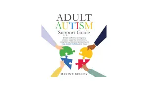 Okładka "Adult Autism Support Guide" z puzzlami tworzącymi głowę, symbolizującymi myślenie autystyczne.