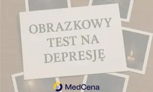 Obrazkowy test na depresję. Zdjęcia przedstawiają tory kolejowe, pęknięte szkło i gasnącą świecę, sugerując trudne emocje.