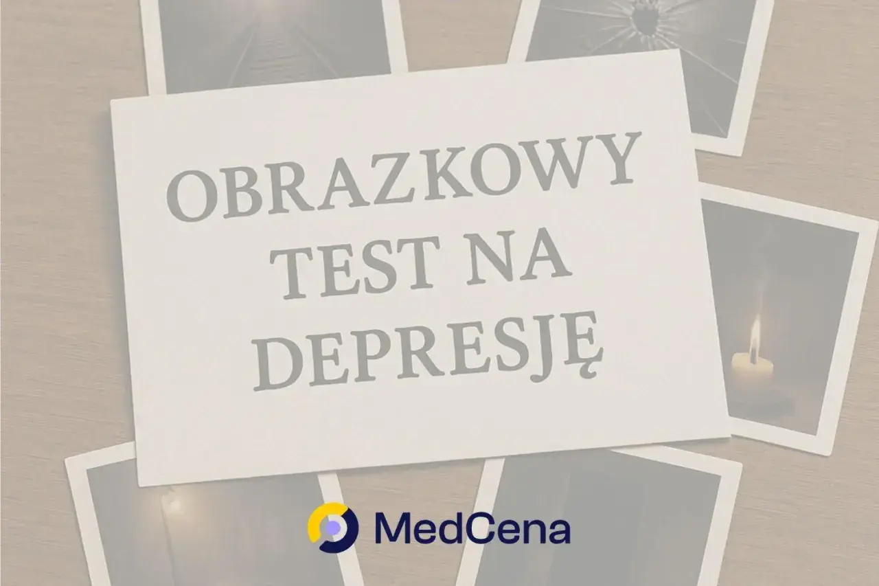 Obrazkowy test na depresję. Zdjęcia przedstawiają tory kolejowe, pęknięte szkło i gasnącą świecę, sugerując trudne emocje.